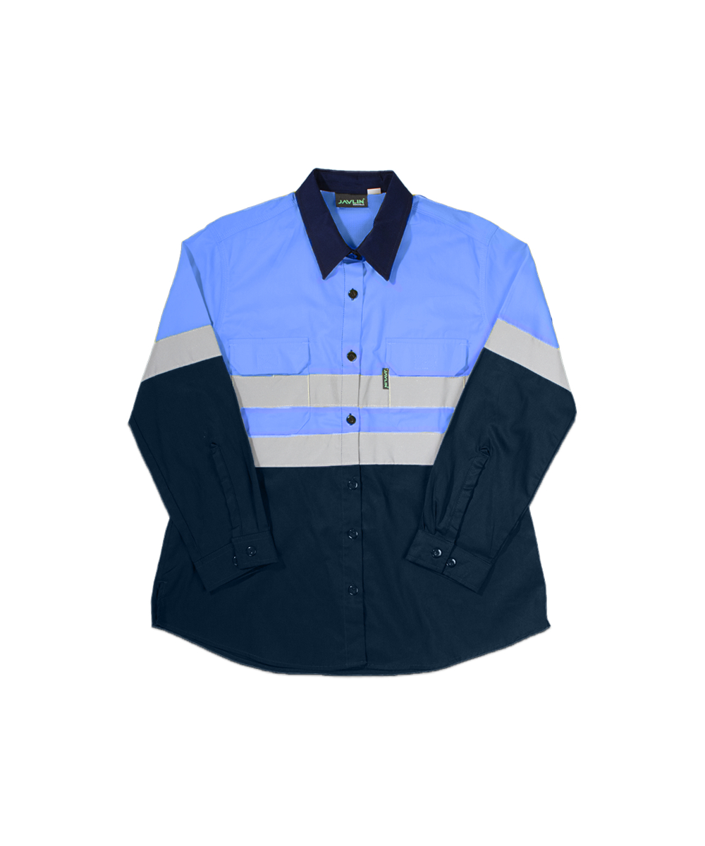 Womens Hi-Vis Two Tone Vented Long Sleeve Shirt - Image 2